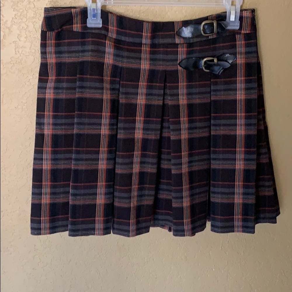 Allen B pleated plaid skirt